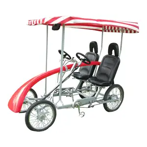 กรอบเหล็ก Caravan Sightseeing 4ล้อ2คน4คนเหยียบ Quadricycle Roadster จักรยาน