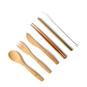 Ensemble de couverts 100 % bambou (baguettes, <span class=keywords><strong>couteau</strong></span>, <span class=keywords><strong>fourchette</strong></span>, cuillère) avec sac de transport – Vente chaude - Product Image 2