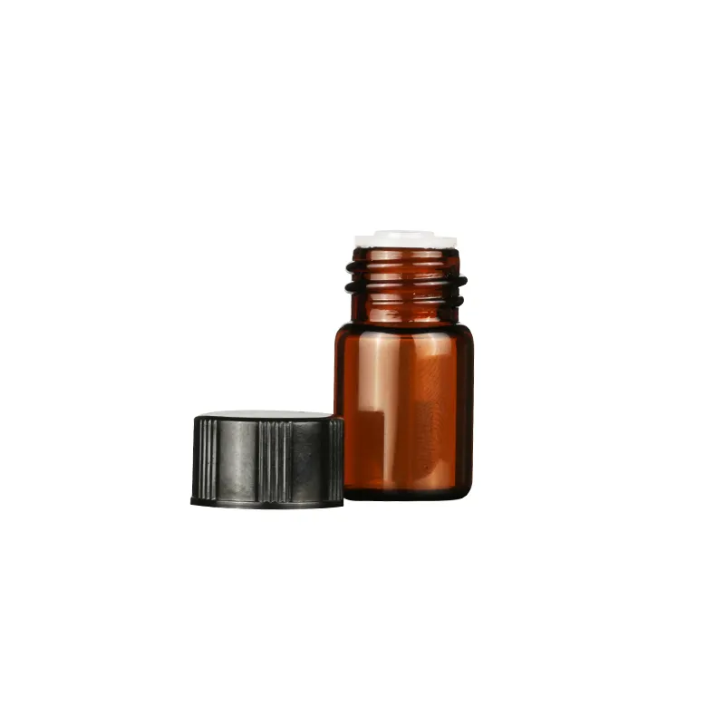 1ml 1/4 dram 2 ml 5/8 Dram Amber Glass Vial Essential Oil Bottle with Orifice Reducer and Cap