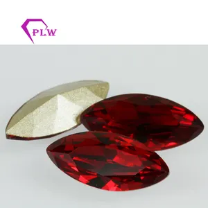 Garnet red marquise cut bottom plating crystal glass gems for shoes