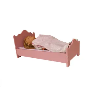 Grosir tempat tidur anak perempuan boneka american girl-18 Inci Boneka Furnitur Putih Trundle Tunggal Kayu Tempat Tidur Cocok 18 "Boneka Anak Perempuan Amerika TYDF002-P