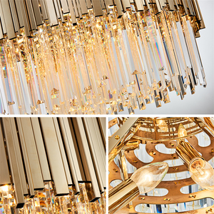 Support d'éclairage <span class=keywords><strong>Lampadaire</strong></span> en acier inoxydable plaqué avec pièces en cristal triangle transparent Dôme LED doré Offre Spéciale de gros oriental - Product Image 6