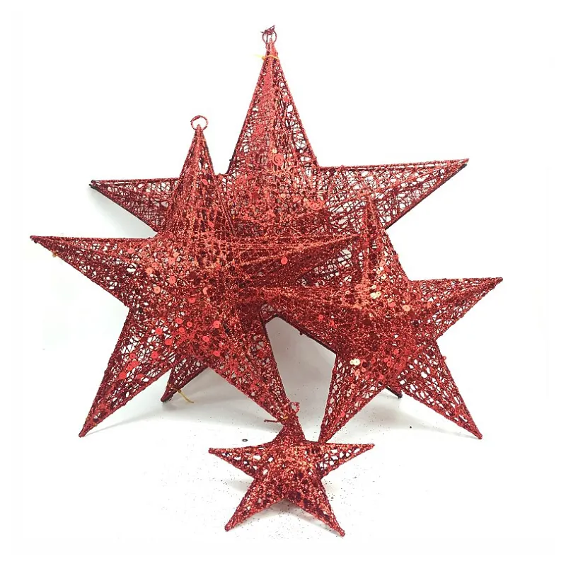 Kerst Items Metalen Draad Glitter Opknoping Ster Ambachten Voor Xmas Tree
