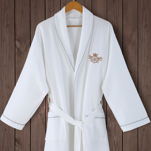 Venta al por mayor logotipo personalizado 100% algodón egipcio hombres y mujeres Hotel Waffle bata de baño - Product Image 3