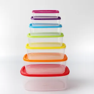 7Pcs Colorful Plastic Crisper Box Kitchen Storage Containers Crisper