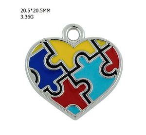 Enamel <strong>Autism</strong> <strong>Awareness</strong> Survivor Cross Heart Square Jigsaw Puzzle <strong>Charm</strong> Alloy Fashion Classic Children's for DIY Jewelry Making - Product Image 6