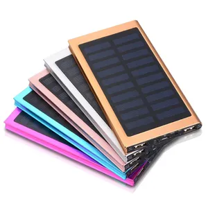 10000MA Slim Solar Power Bank Ponsel Eksternal Baterai Solar Charger Power Bank dengan Dual Usb dengan Cahaya