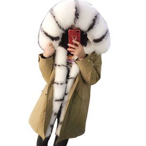 Nuovissimo Cappotto Invernale alla Moda 2018 con Fodera in Vera Pelliccia di Coniglio Rex per Ragazze - Product Image 6