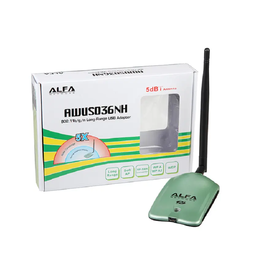 Adaptor Wifi USB Nirkabel 150Mbps, Orisinal Alfa AWUS036H Daya Tinggi Adaptor Wifi Usb Chipset RT3070