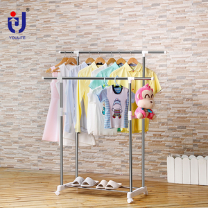 Grand porte-vêtements métallique amovible avec étagères suspendues <span class=keywords><strong>sur</strong></span> roulettes pour salle de bain, séchoir à vêtements à un seul niveau - Product Image 5