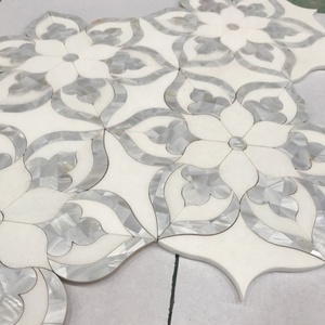 Mosaico di marmo bianco fiore a getto d'acqua per la sala della parete - Product Image 5