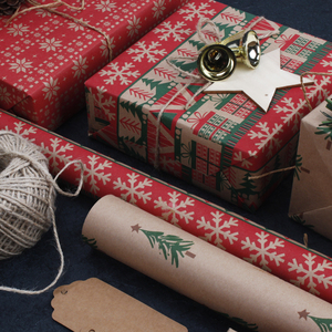 Hot Selling Christmas <strong>Elements</strong> Printed Brown Kraft Gift Wrapping <strong>Paper</strong> - Product Image 3