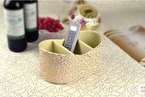 3 fente ovale en bois cosmétiques maquillage organisateur de bureau en cuir boîte de rangement maison menues <span class=keywords><strong>dépenses</strong></span> - Product Image 4