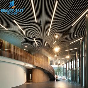 Controsoffitto Flessibile Ignifugo in Alluminio Metallo e <span class=keywords><strong>Legno</strong></span> per Decorazione Hall Hotel - Product Image 4