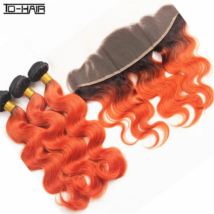 アリババベストセラーのオンブルブラジル人毛エクステンション2トーンオレンジ髪織り安い髪束