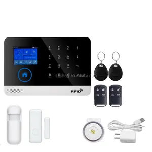 Home Security 433MHz Wireless WiFi GSM Alarm System SIM RFID Card Touch keypad APP Control Disarm PIR Motion Detector Door Senso