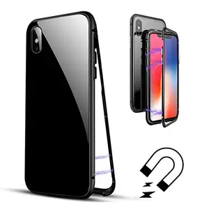 2018 קליטה מגנטית טלפון כיסוי מקרה מגנט עבור iPhone X 8 7 6 s בתוספת מקרי מתכת מסגרת מגנטי ברור מזג זכוכית כיסוי