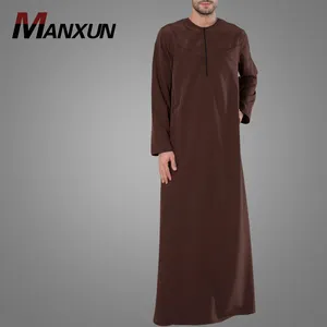 최신 디자인 이슬람 남자의 지퍼 토브 패션 주바 이슬람 남성 의류 사우디 Thawb