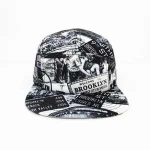 Sombrero personalizado con estampado completo, 5 paneles, Snapback, venta al por mayor