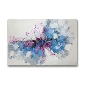 Muur Opknoping Dier Ontwerpen Abstracte Vliegende Blauw/Paars Vlinder Canvas Olieverf