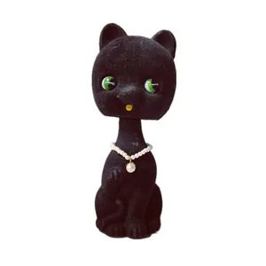 Cabeza de bobble de gato negro, muñeco, cabeza de bobble