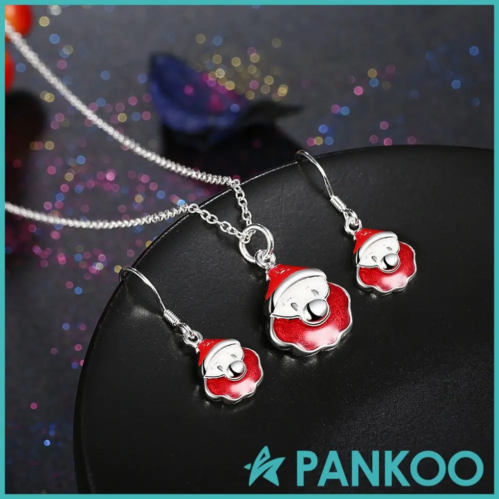 2016 Christmas gifts jewelry set designs, merry christmas santa claus pendant necklace, good enameled silver plated pendant