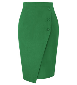<span class=keywords><strong>Jupe</strong></span> <span class=keywords><strong>crayon</strong></span> courte élégante pour femme, <span class=keywords><strong>taille</strong></span> <span class=keywords><strong>haute</strong></span>, décorée de boutons, fendue à l'arrière - Product Image 5