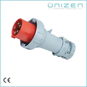 UNIZEN 레드 63A IP67 CEE IEC 4 핀 400 볼트 남성 전기 산업 플러그