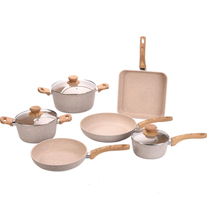 <span class=keywords><strong>Parini</strong></span> Masterclass Premium Kochgeschirr Marmor Rosa Kochgeschirr Set Holzgriff
