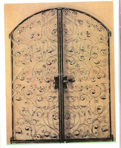 Portes d'entrée françaises doubles battantes en <span class=keywords><strong>fer</strong></span> forgé, personnalisées, étanches, avec surface finie, anti-effraction, vente en gros - Product Image 4