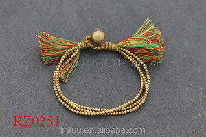 Turquesa joyería de las borlas purl macrame arte brasileño bali de vidrio campana de bronce pulsera - Product Image 2
