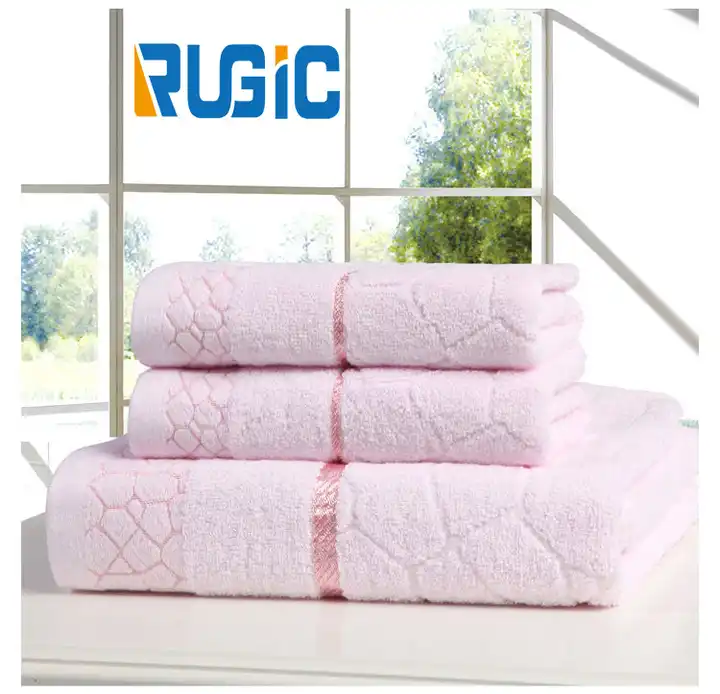6 Piece White Cotton Diamond Bath Towel Set (2 Bath Towels, 2 Hand
