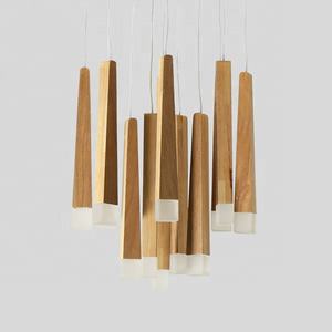 Ristorante europeo ha condotto il tubo grande lampadario illuminazione decorativa moderna coperta in legno pianta luci del pendente - Product Image 1