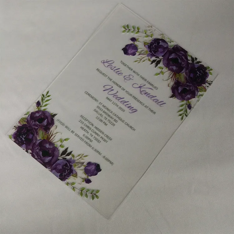 Wedding Decoration Custom Printed Clear Acrylic Invitations