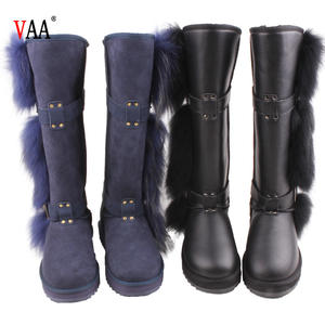 An-cf-021 free samples double face sheepskin and natural raccoon fur on <span class=keywords><strong>the</strong></span> side winter snow over <span class=keywords><strong>the</strong></span> knee boots - Product Image 1