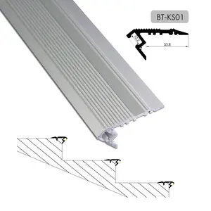 Disesuaikan Beralur Karet Tangga LED Tepi Profil Aluminium LED Strip Lampu