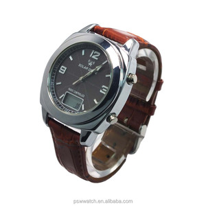 Alibaba express vente chaude <span class=keywords><strong>montre</strong></span> en cuir véritable <span class=keywords><strong>montre</strong></span> solaire affichage numérique <span class=keywords><strong>montre</strong></span> - Product Image 1