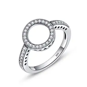 silver charm simple O-shaped diamond ring 925 silver ring women's ring SCR041