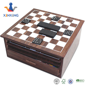 10 in 1 multi-funzione di giochi 10 in legno giochi da tavolo: scacchi backgammon checker mikado domino ludo poker cribbage dices - Product Image 4