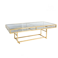 Table de mariage de luxe en forme de S ou ronde, en acier inoxydable doré, miroir, en verre, livraison gratuite