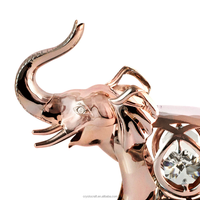 Crystocraft Art populaire indien Feng Shui Éléphant porte-bonheur Figurine animale Statue Sculpture Plaqué or rose Cristaux gravés