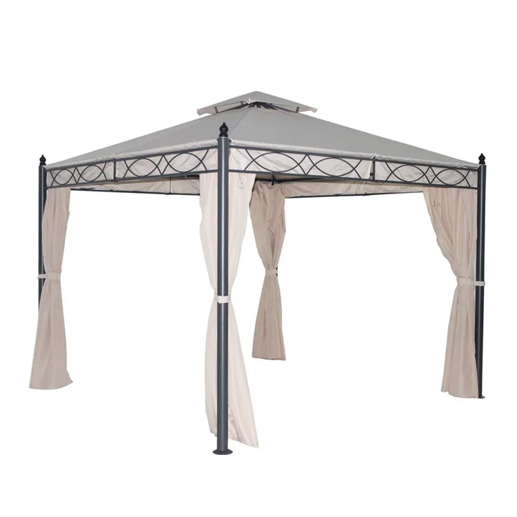 Commercio all'ingrosso 3X3X2.7M Doppio Top Pergola Gazebo In Metallo Decorato Da Sposa Gazebo Per La Vendita