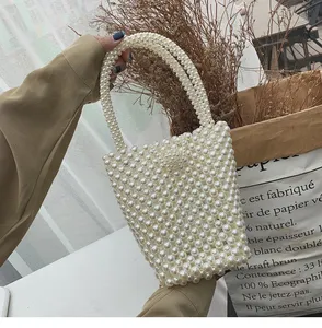 Color : White, Size : Free Size Purses for Women Evening Womens Faux Pearl Cascading Bead Clutch Fashion BagLuxury Beaded Clutch Bag for Wedding Evening Party 