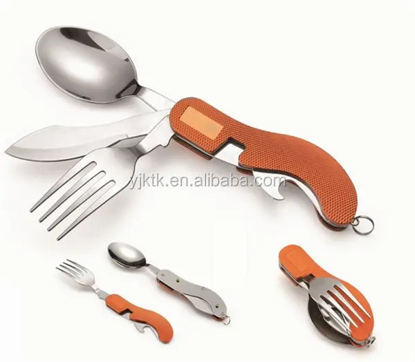 Xách tay bộ đồ ăn ngoài trời cắm trại công cụ dao kéo đa chức năng đồ ăn đa năng Bộ đồ ăn muỗng dao nĩa