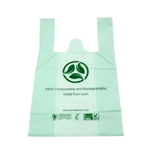 Kaus belanja tas rompi perlindungan lingkungan 100% paket dapat disesuaikan plastik PE Gravure cetak OEM pegangan rompi