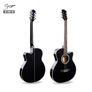 2019 Hot sale musical instrument thin body black acoustic guitar