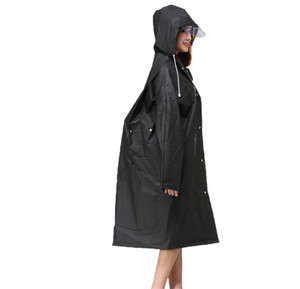 Fashion transparent white and black EVA long raincoat Hat eaves and ropes london fog raincoat backpack elements raincoat