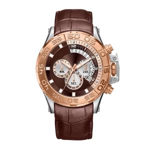 Orologio Cronografo da Uomo con Movimento Giapponese, Quadrante 24 Ore, 3 Lancette, Cassa in Acciaio Inossidabile Nero, Cinturino in Pelle, Impermeabile, Luminoso, OEM - Product Image 5