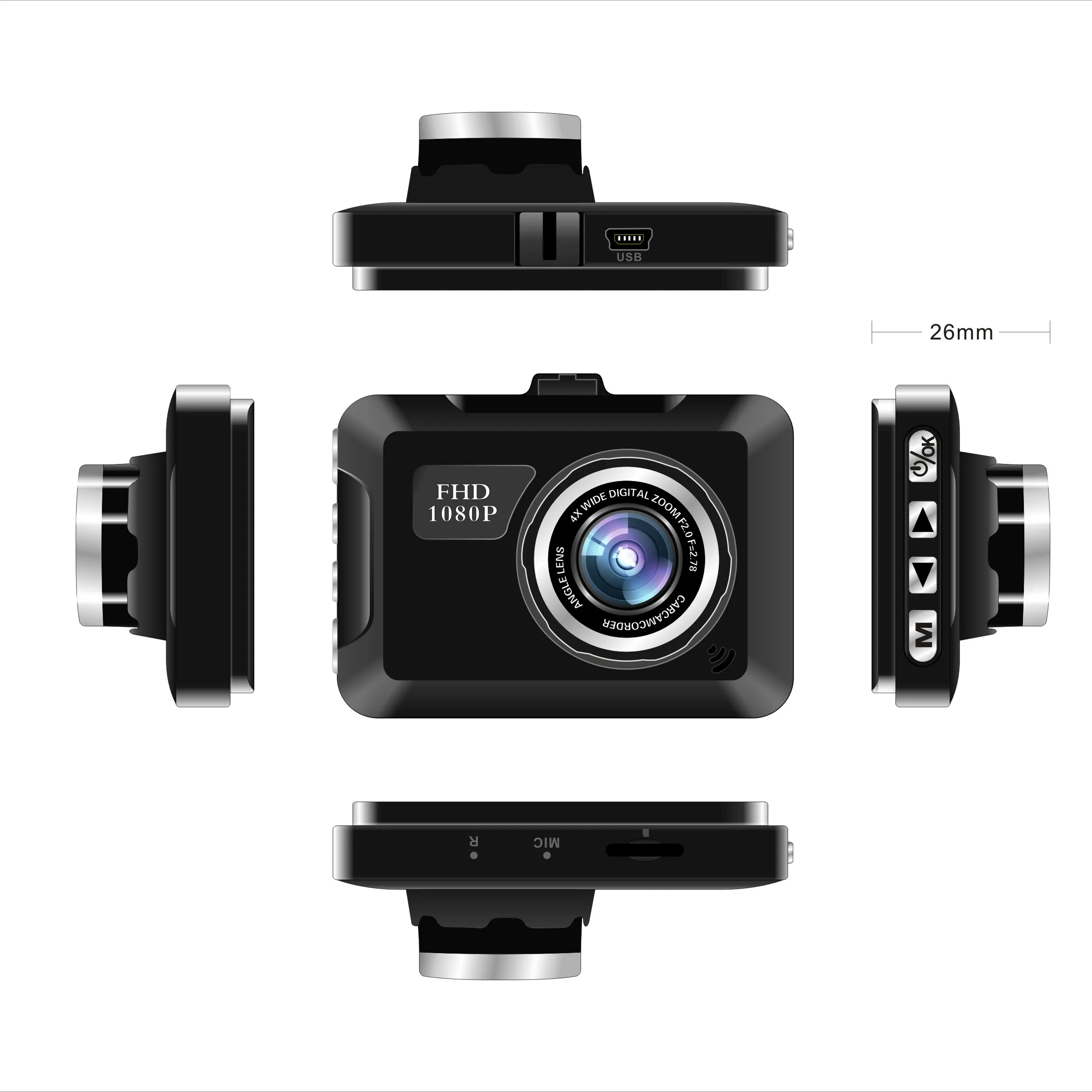 ยอดนิยม Mini รถ DVR กล้อง GT300 Dash Cam 2.2 ''Fhd 1080P Recorder