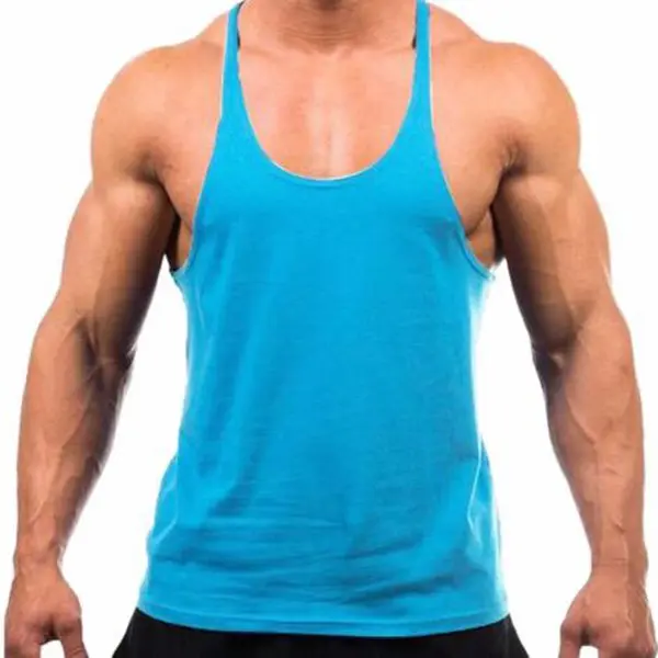 Camiseta de tirantes lisa para gimnasio para hombre, chaleco de tirantes para culturismo en blanco